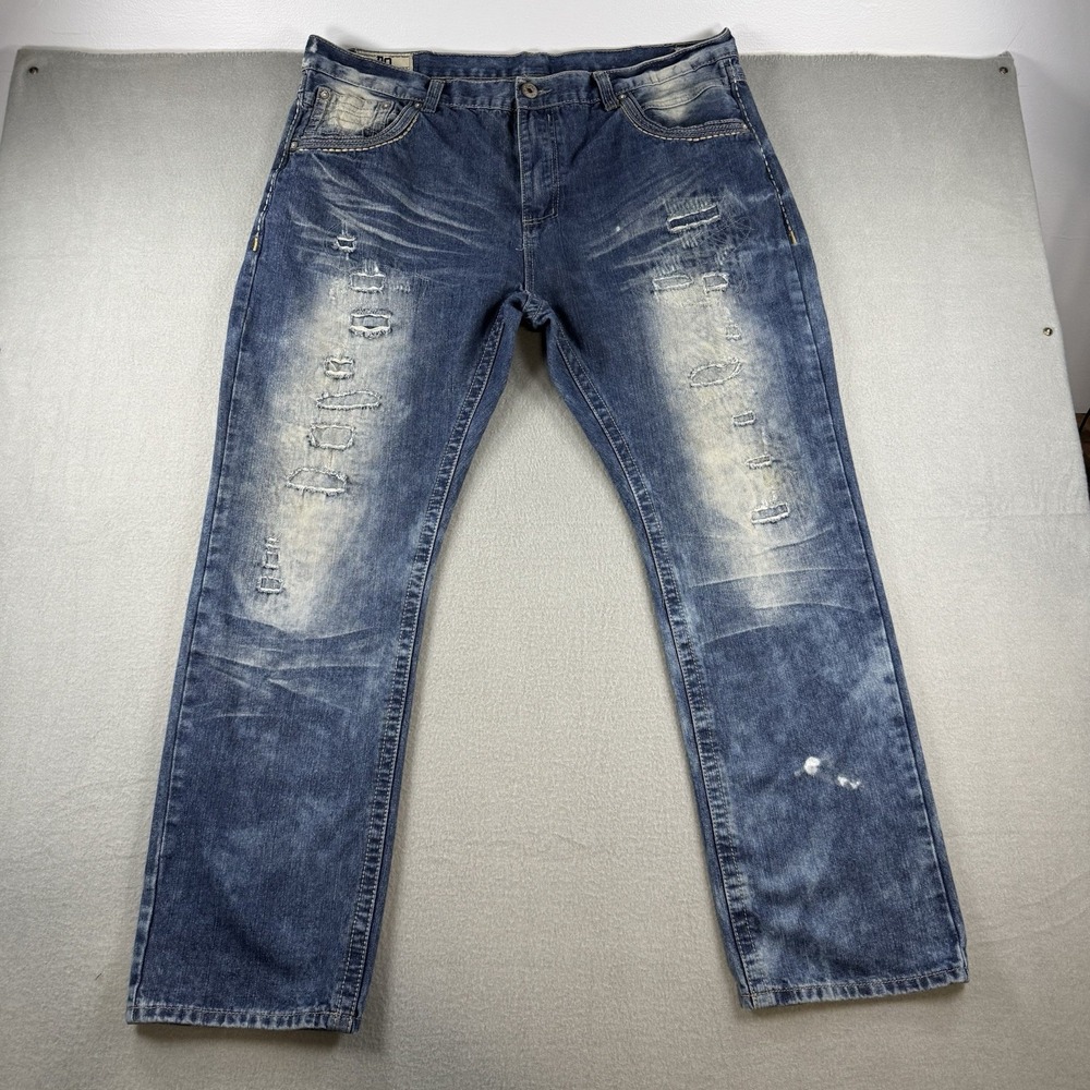 American Legacy Amongst Others Mens Slim Straight Distressed Blue Jeans 42x32